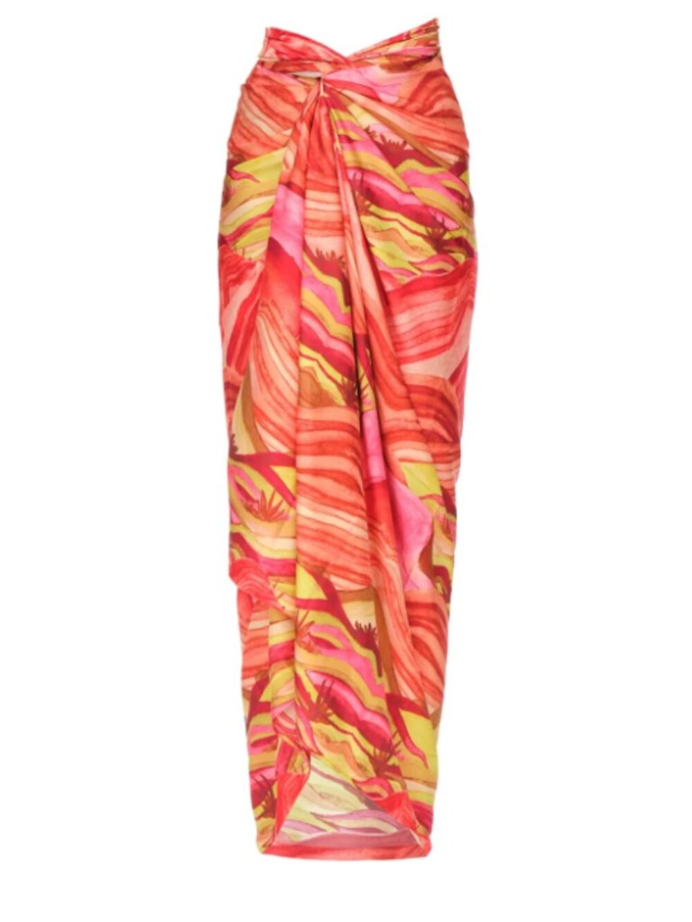 NWT Andrea Iyamah Aiko Sarong Sunset Print Silk Feel Cover Up O/S